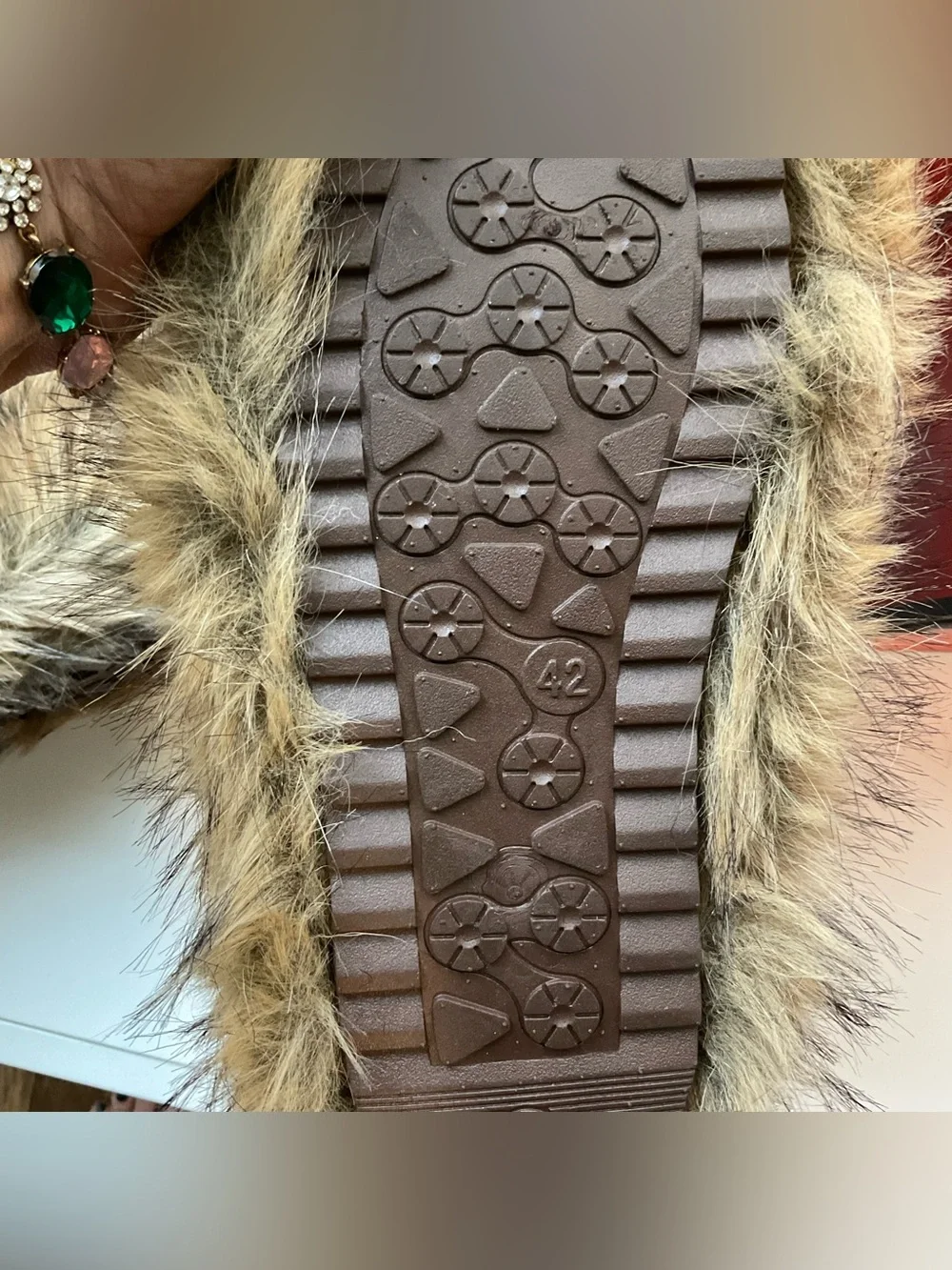 NWT Furry Mid-Calf Boots for Women, size 10, indoor or outdoor, rubber sole.